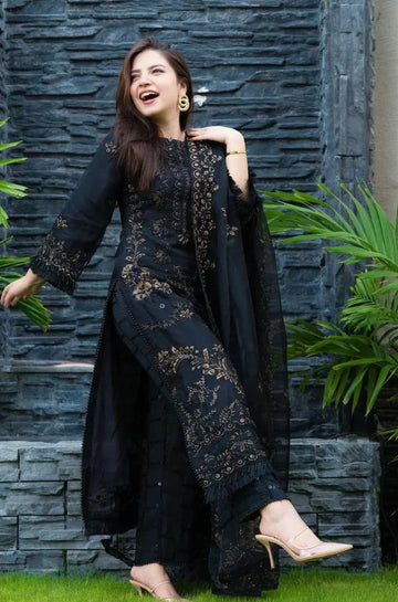 NISA - 3PC Lawn Embroidered Shirt With Chiffon Embroidered Dupatta