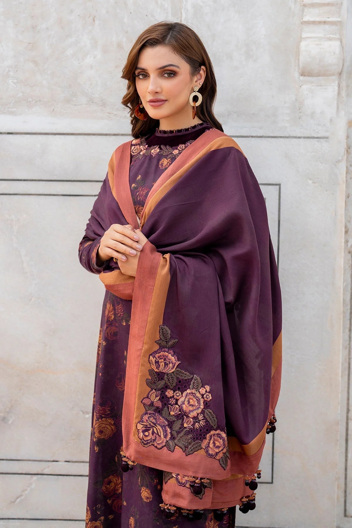 Baroque-Three piece printed karandi Unstiched