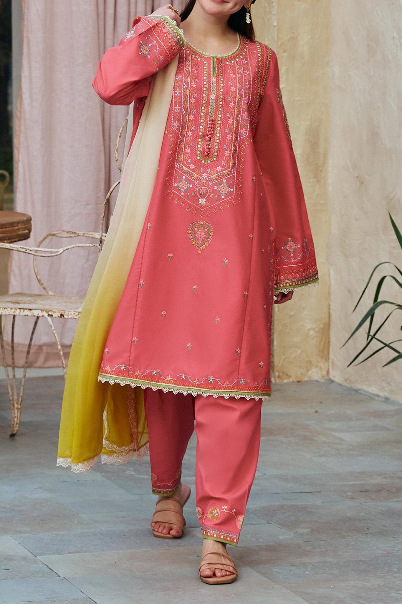 Zara Shahjahan - 3PC EMBROIDERED LAWN SHIRT AND PRINTED DUPPATA WITH TROUSER