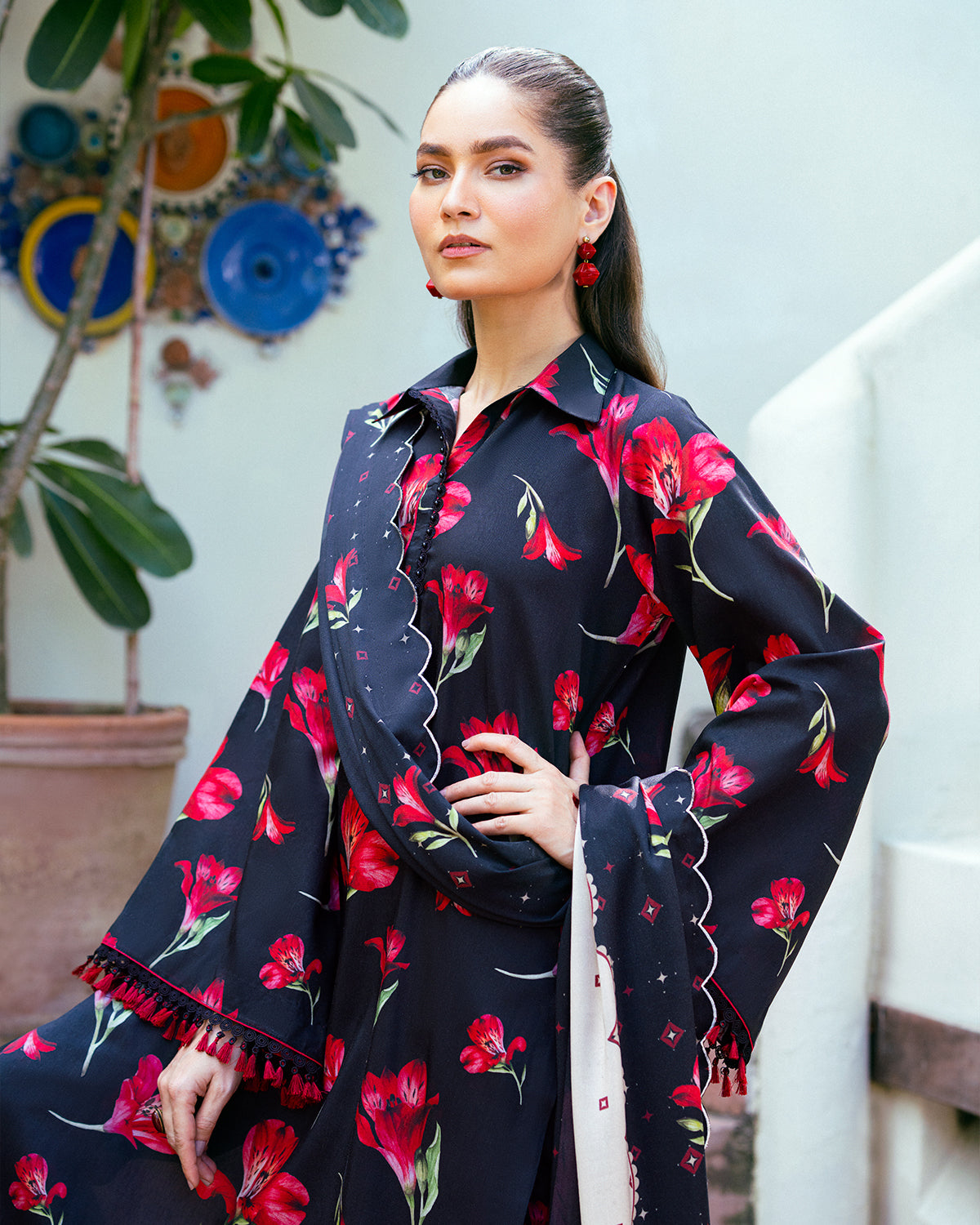 Maria.B Three piece printed Silk Unstiched