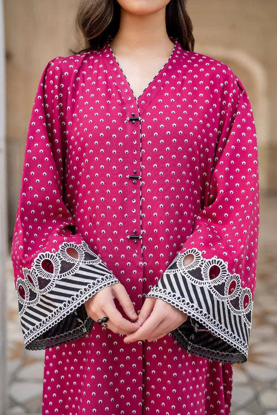 Baroque-3PC karandi Printed Shirt & trouswer with karandi printed dupatta Unstiched