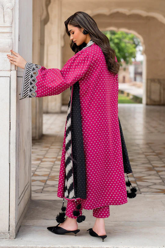 Baroque-3PC karandi Printed Shirt & trouswer with karandi printed dupatta Unstiched