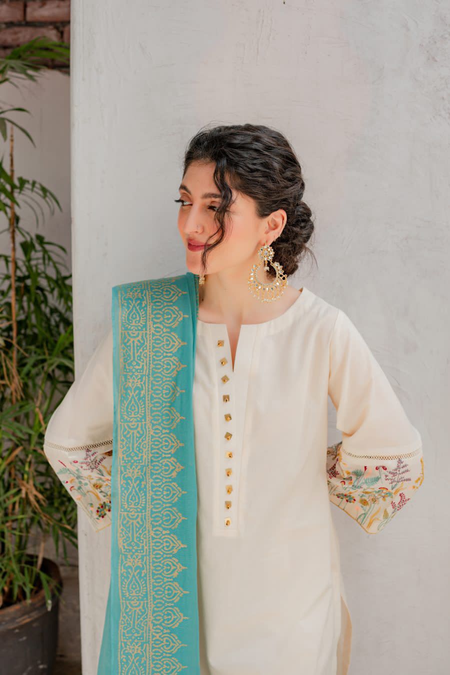 NC-882 off white lawn Embroidered three piece