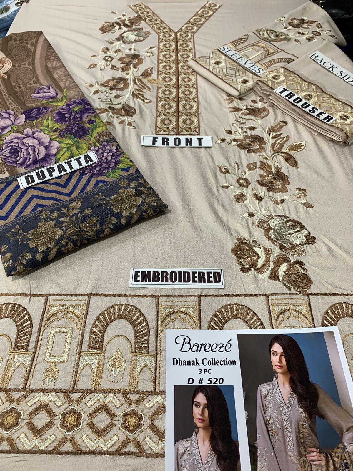 Anaya Dusky Rose Embroidered Dhanak Three Piece Winter Collection Unstiched