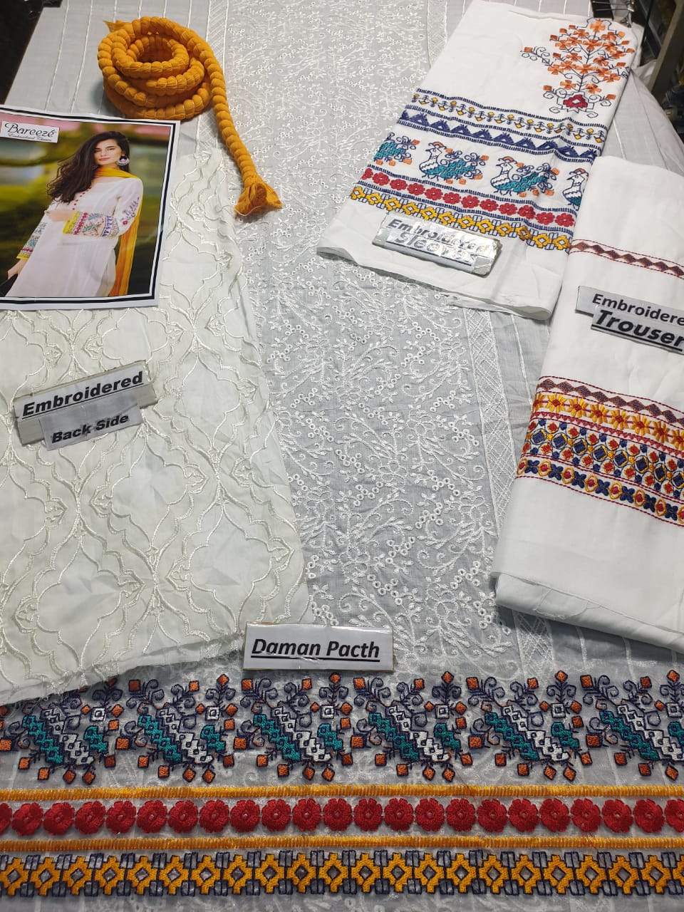 Bareeze BR-452 White Embroidered Linen Three Piece Winter Collection