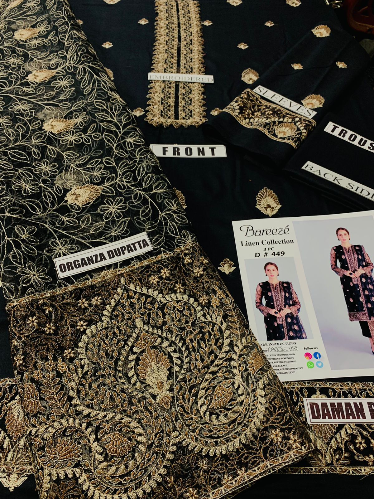 Bareeze D 349 Black Embroidered Three Piece Lawn Collection