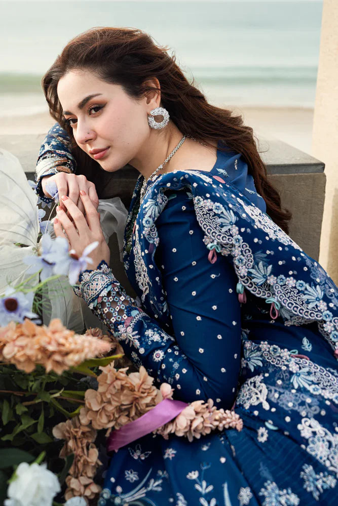QALAMQAR Embroidered Shirt & Embroidered Shawl with plan trouser Unstiched