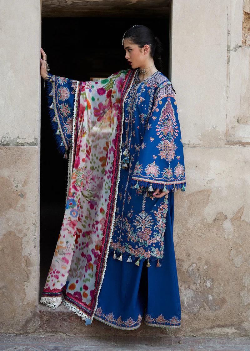Barouqe-3pc Embroidered Dhanak shirt & trouser with printed wool shawl Unstiched