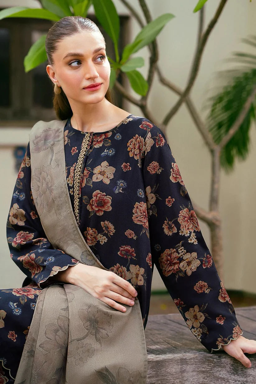 BATIK-3PC printed lawn shirt & trouser with voil dupatta