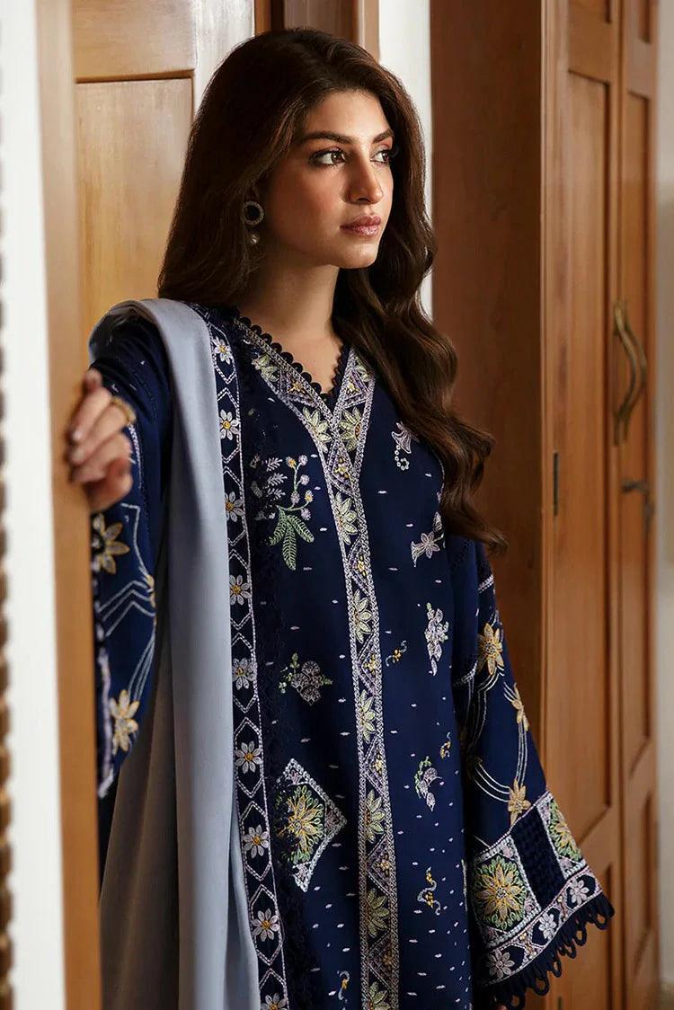 Maria.B embroidered shirt &printed wollen shawl with plan trouser Unstiched