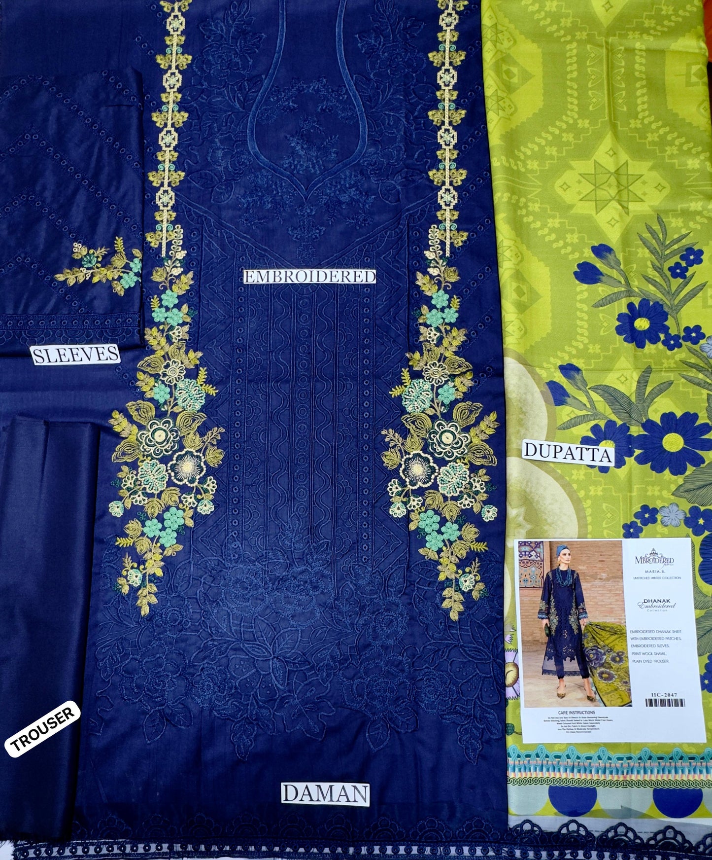 Maria.B embroidered Shirt & Printed wollen shaw with plan trouser Unstiched