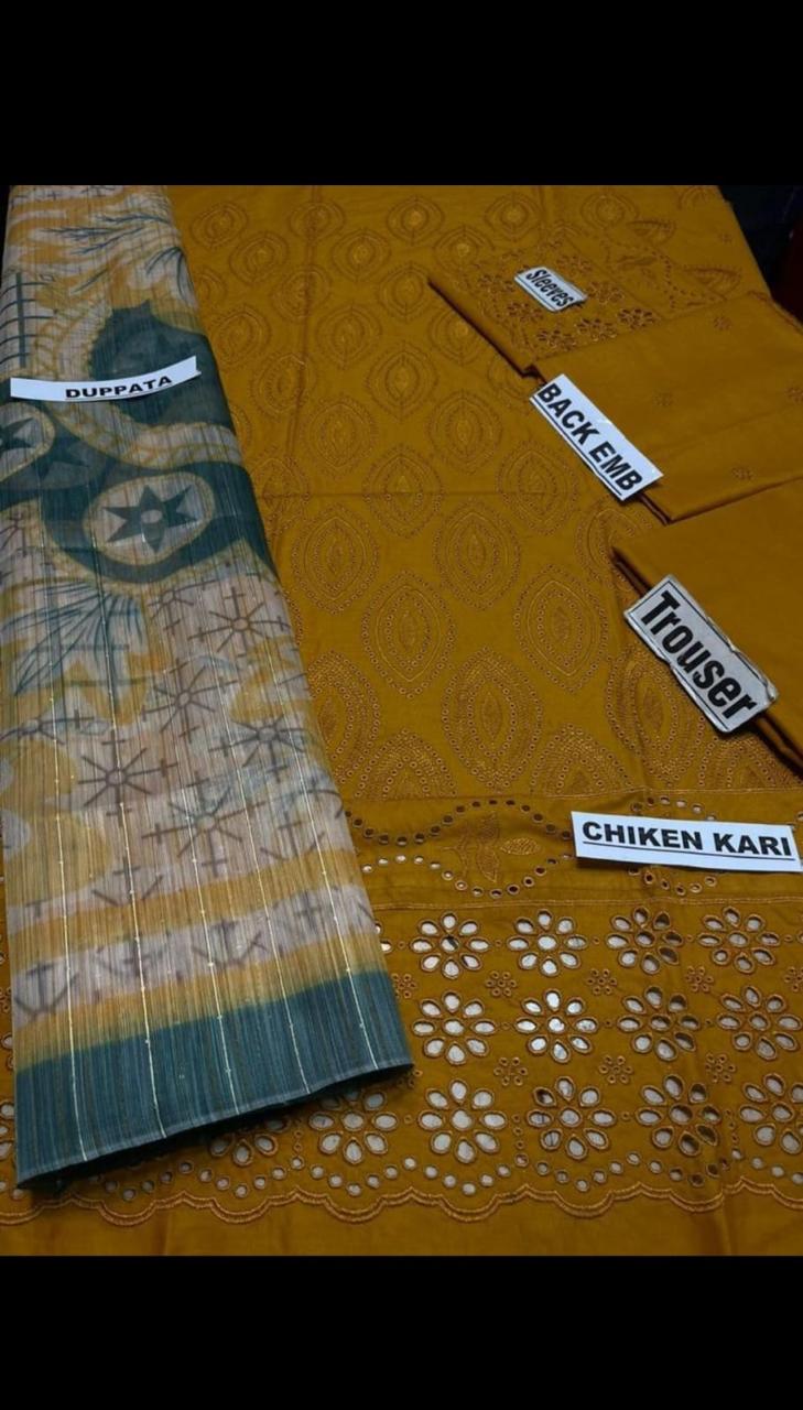 QALAMQAR EMBROIDERE DHANAK 3PC UNSTICHED