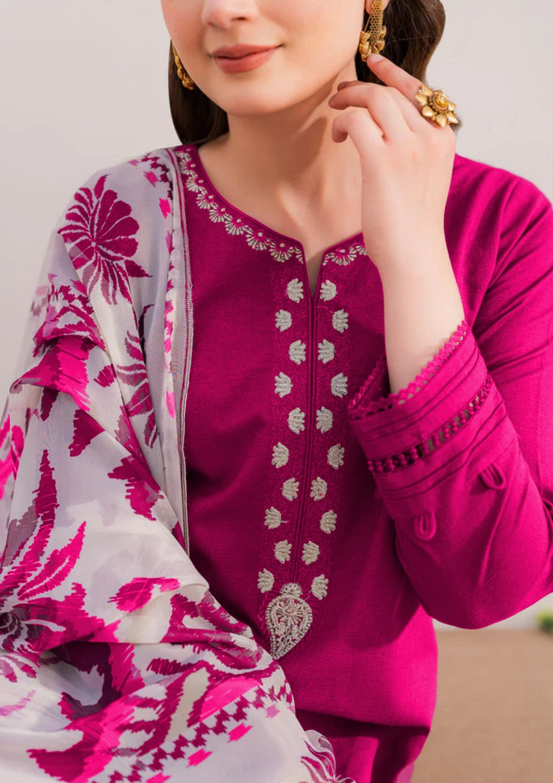 ZARASHAJHAN EMBROIDERE DHANAK 3PC UNSTICHED