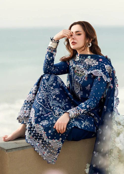QALAMQAR Embroidered Shirt & Embroidered Shawl with plan trouser Unstiched