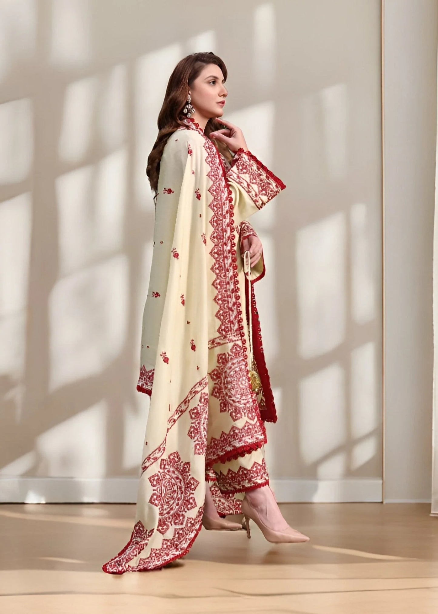 ANEELA'S EMBROIDERED DHANAK 3PC UNSTICHED