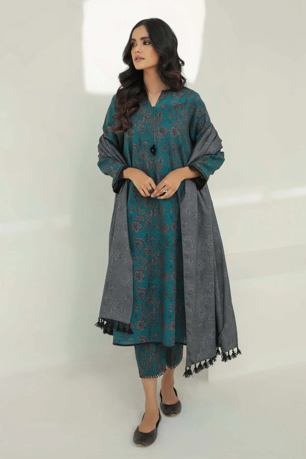 Maria.B Three piece printed karandi Untiched