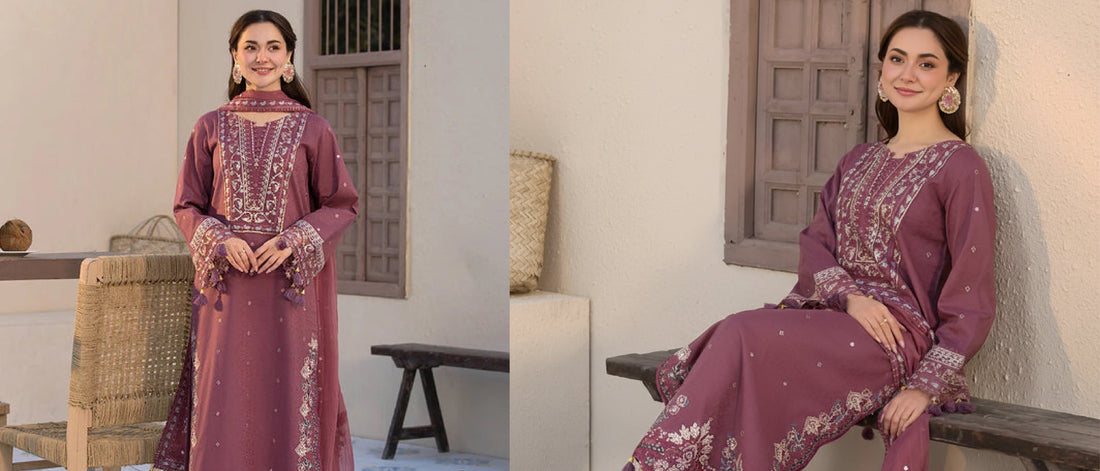 pink Embroided Dhanak 3Pc Unsticed 