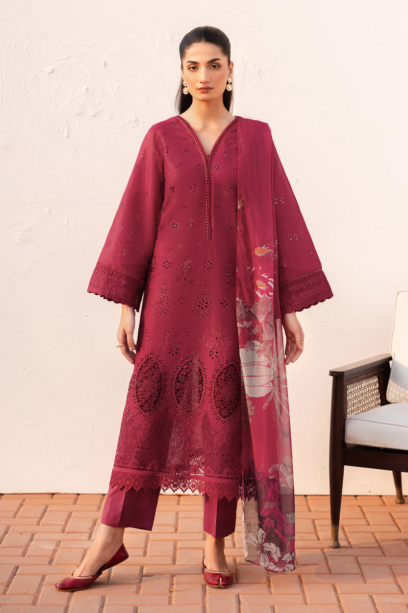 BAROQUE - 3PC Chickenkari Lawn Shirt And Printed Dupatta With Trouser
