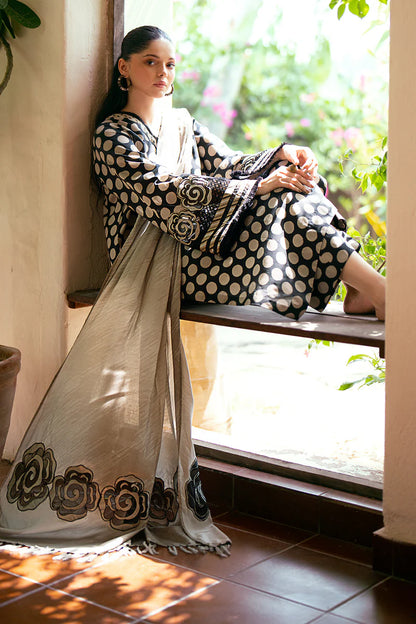 BAROQUE - 3PC PRINTED PREMIUM SILK WITH EMBROIDED SLEEVES - Unstitched