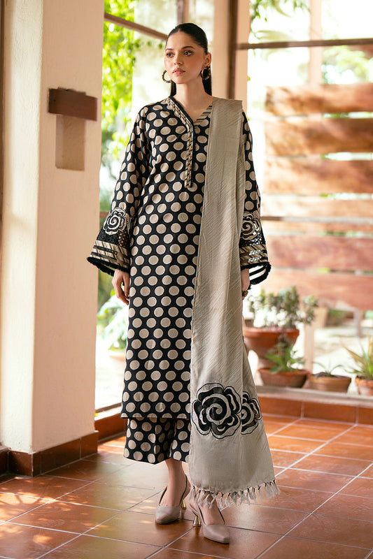 BAROQUE - 3PC PRINTED PREMIUM KarandiWITH EMBROIDED SLEEVES - Unstitched