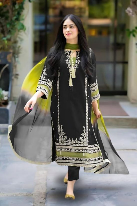 OMAL BY KOMAL - 3PC EMBROIDERED LAWN SHIRT WITH BAMBAR DUPPATA AND TROUSER