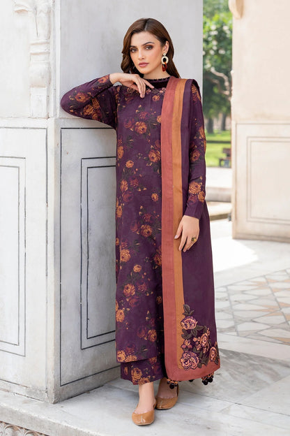 Baroque-Three piece printed karandi Unstiched
