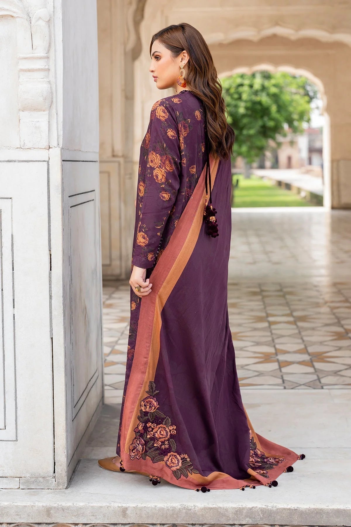 Baroque-Three piece printed karandi Unstiched