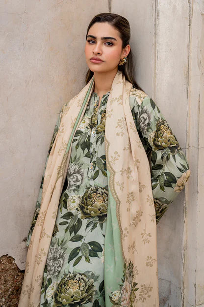 Baroque-Three piece printed karandi Unstiched