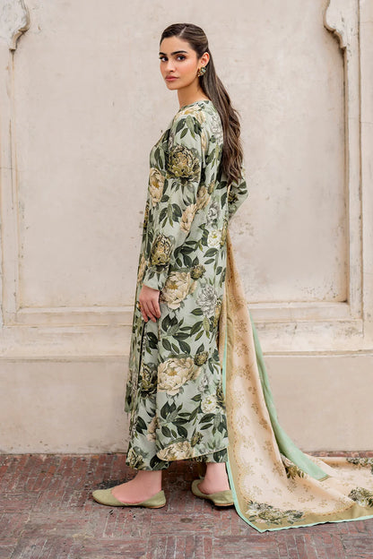 Baroque-Three piece printed karandi Unstiched