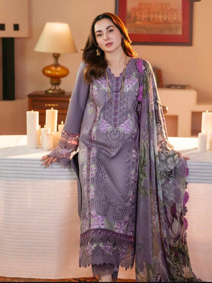 Jade - 3Pc embroidered Lawn Shirt & Printed Dupatta and Patches