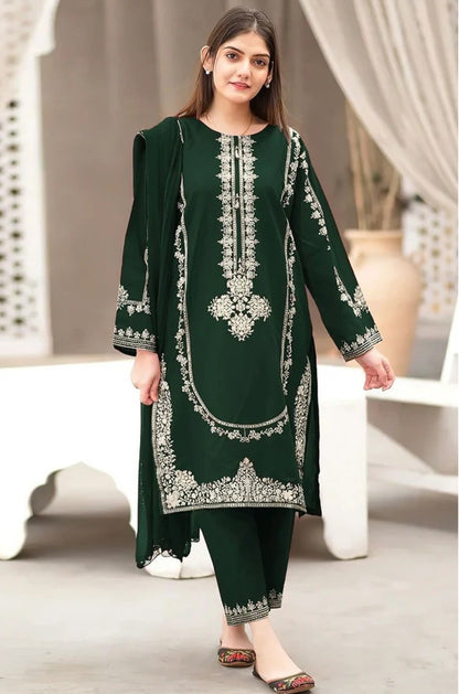 CROSS STICHE EMBROIDERED DHANAK 2PC UNSTICHED