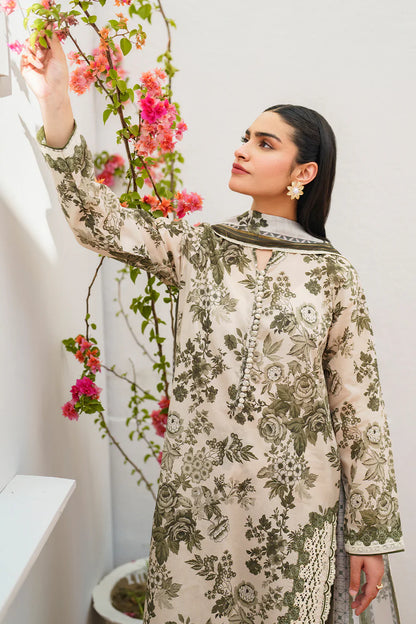 Baroque Three piece printed karandi Unstiched