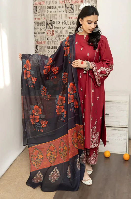 Urge Embroidered Dhanak Three Piece UR-696 Unstiched