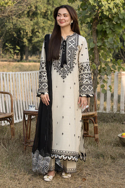Qalamqar Embroidered Dhanak Three Piece unstiched