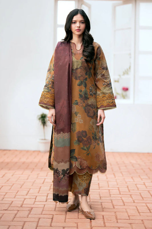 URGE-3PC printed Karandi shirt & trouser with dupatta Unstiched