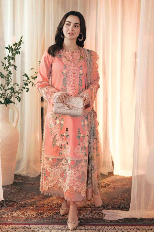 Three Piece suite embroidered shirt & plan trouser with printed wool shawl Unstiched