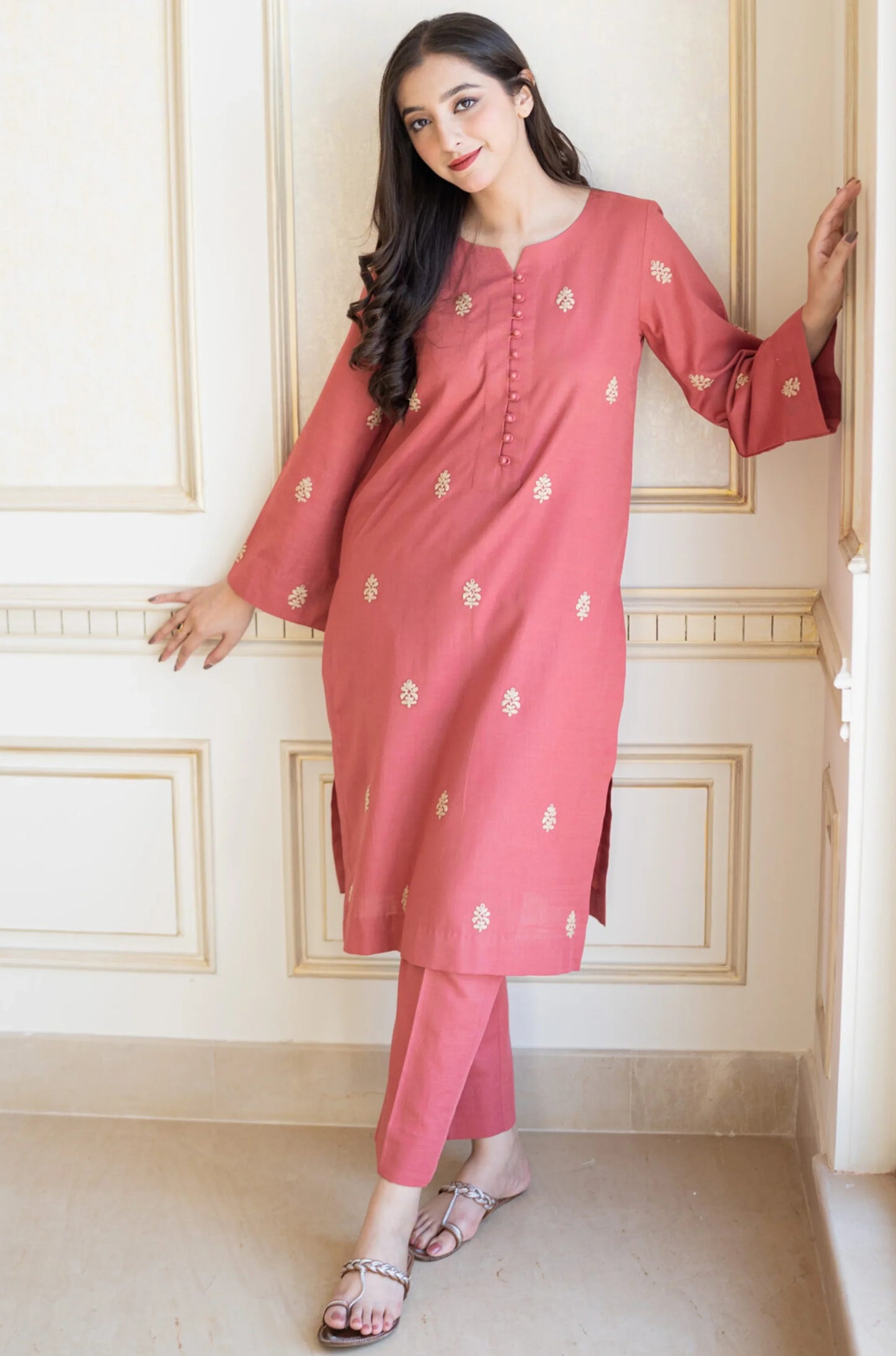 Asling Embroidered Dhanak Three Piece AS-774 Unstiched