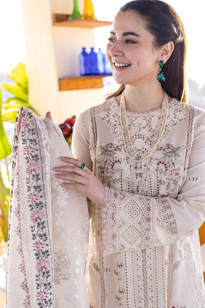 Chikenkari Qalamkar Embroidered lawn Three Piece QL-1023
