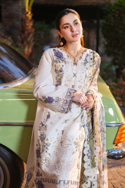 Chikenkari Qalamkar Embroidered Dhanak Three Piece QL-1030 Unstiched