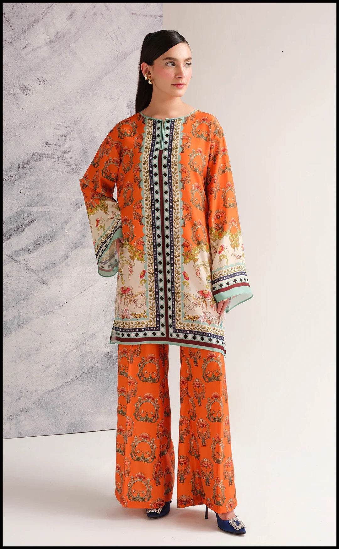 GulAhmed NC-511 2PC Shamoz silk shirt & trouser Unstiched