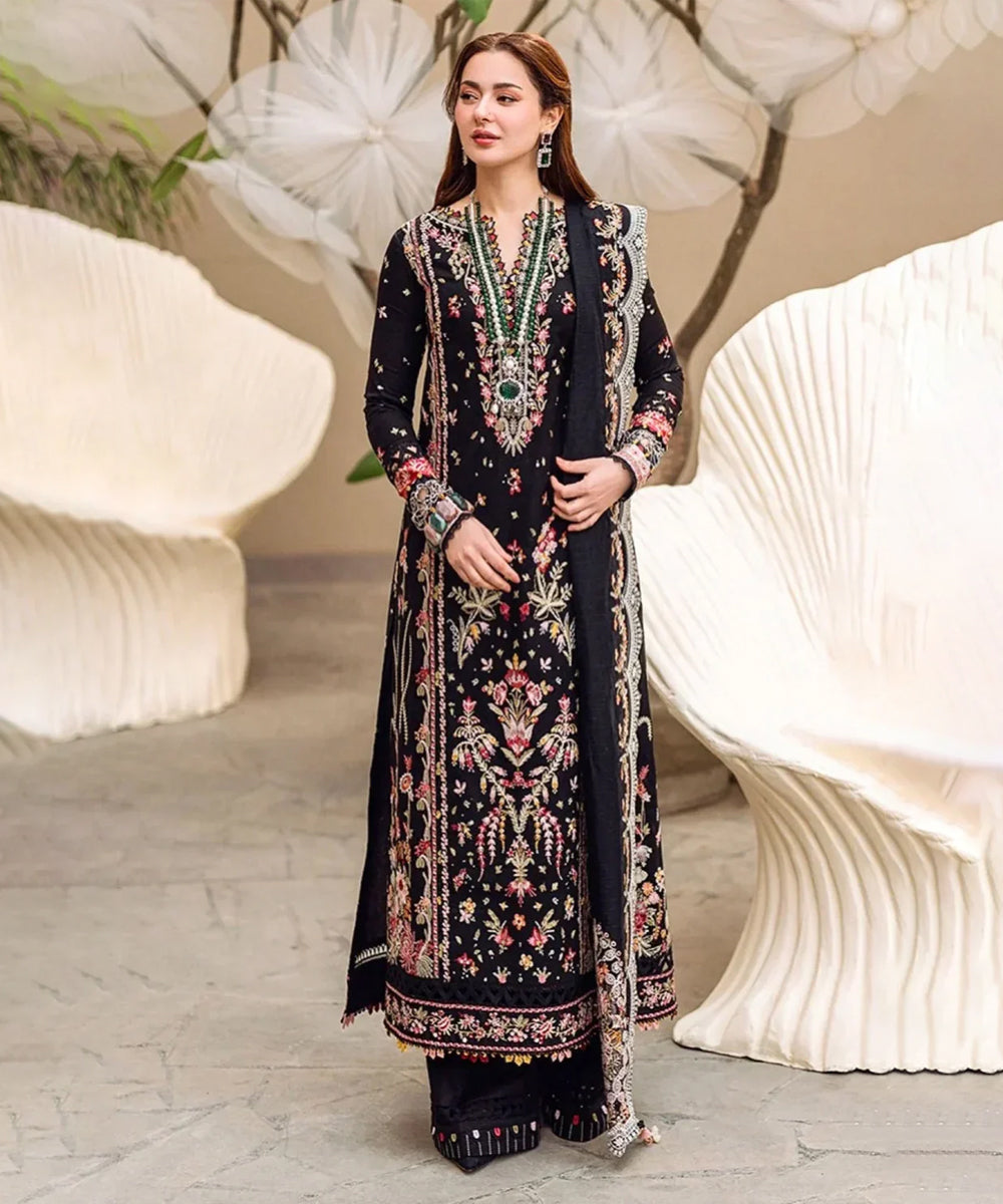 Qalamkar - 3PC embroidered Lawn Shirt And Printed Dupatta With Trouser