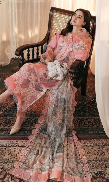 Three Piece suite embroidered shirt & plan trouser with printed wool shawl Unstiched