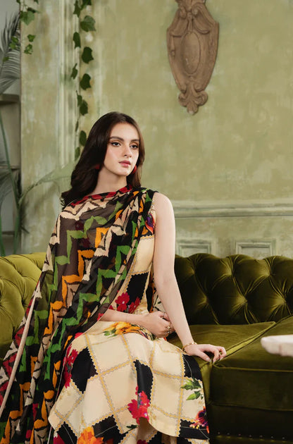 NC-734 Printed Airjet Viscous Silk Three Piece