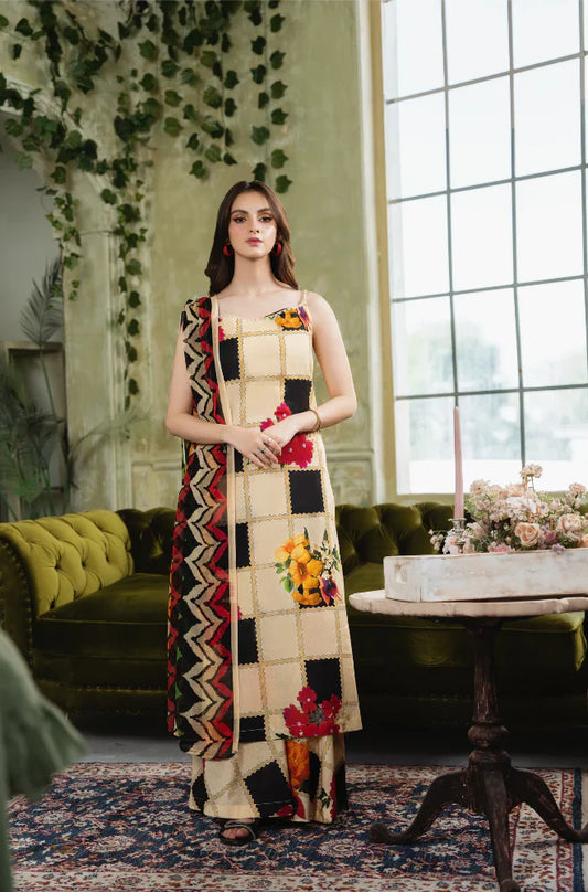 NC-734 Printed Airjet Viscous Silk Three Piece