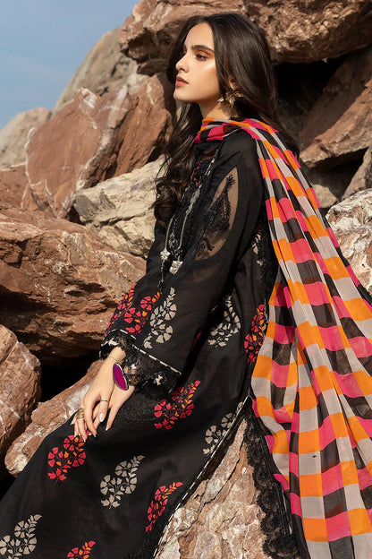 BAROQUE-3PC printed shirt & trouser karandi Unstiched