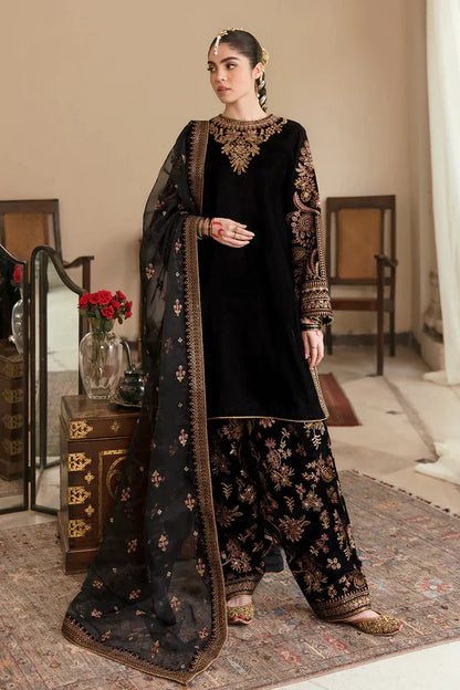 FCC ZC-126 Embroidered Velvet Three piece With Velvet Shawl  Winter Collection Unstiched