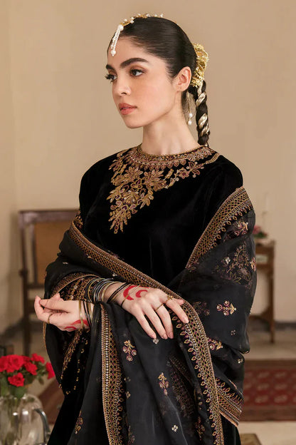 FCC ZC-126 Embroidered Velvet Three piece With Velvet Shawl  Winter Collection Unstiched