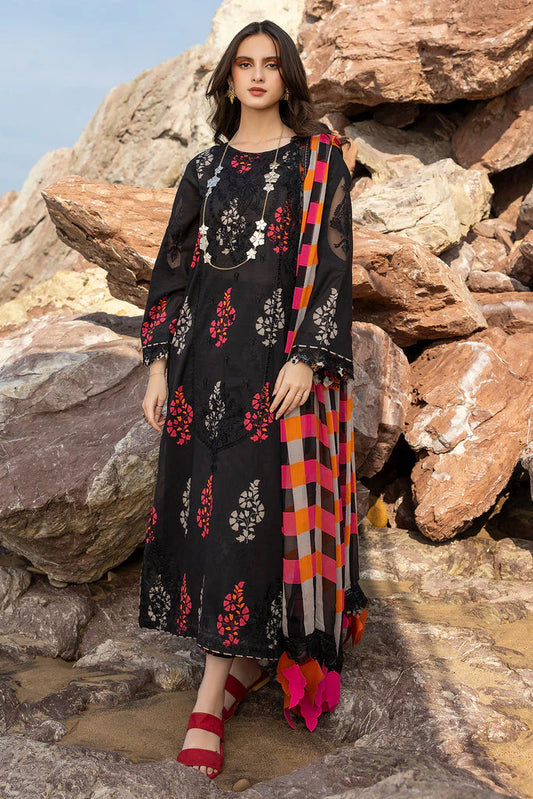 BAROQUE-3PC printed shirt & trouser karandi Unstiched