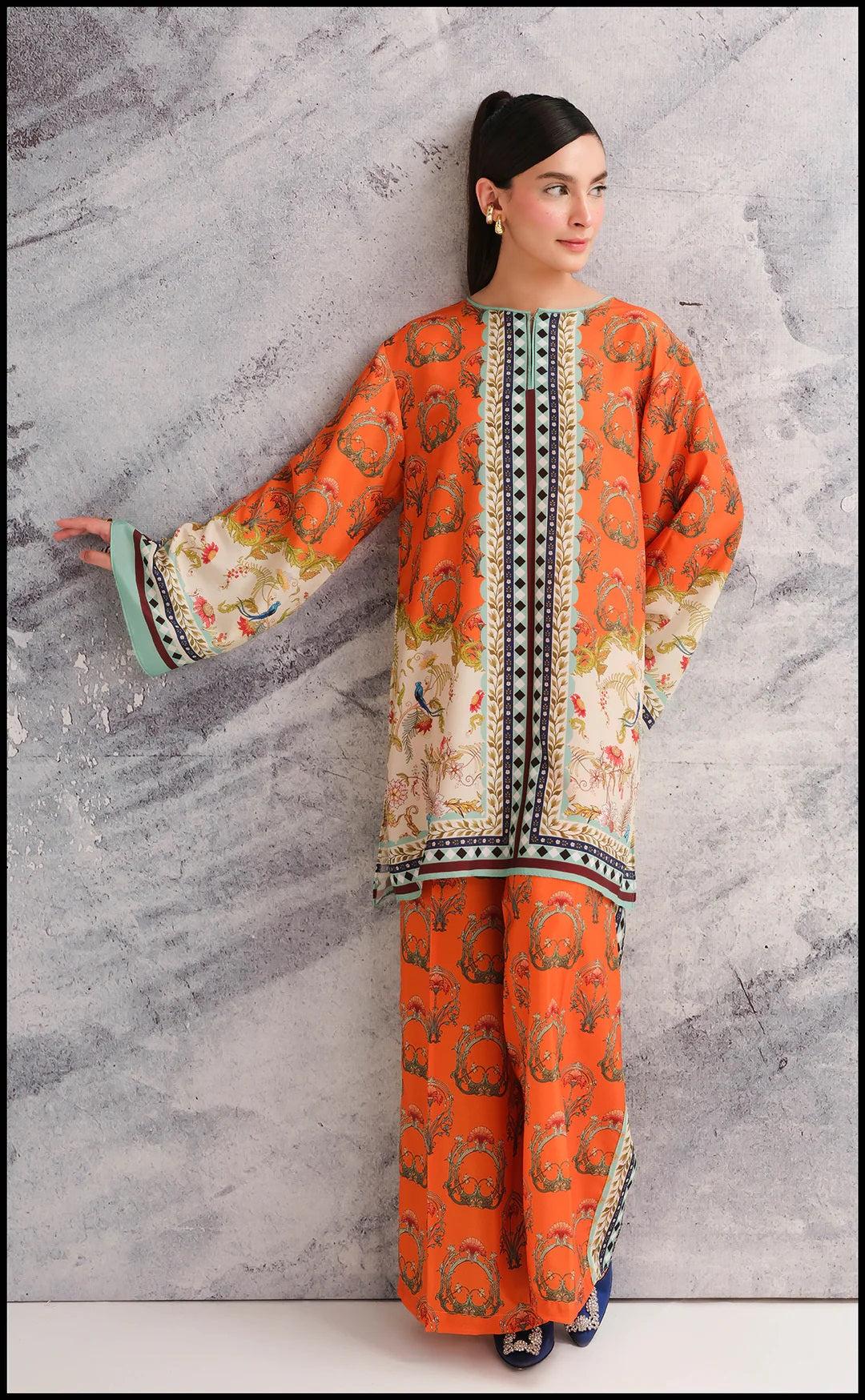 GulAhmed NC-511 2PC Shamoz silk shirt & trouser Unstiched