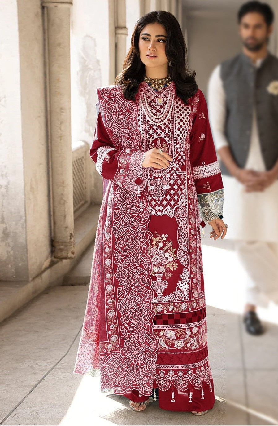 MAHNUR EMBROIDERED LAWN 3PC UNSTICHED